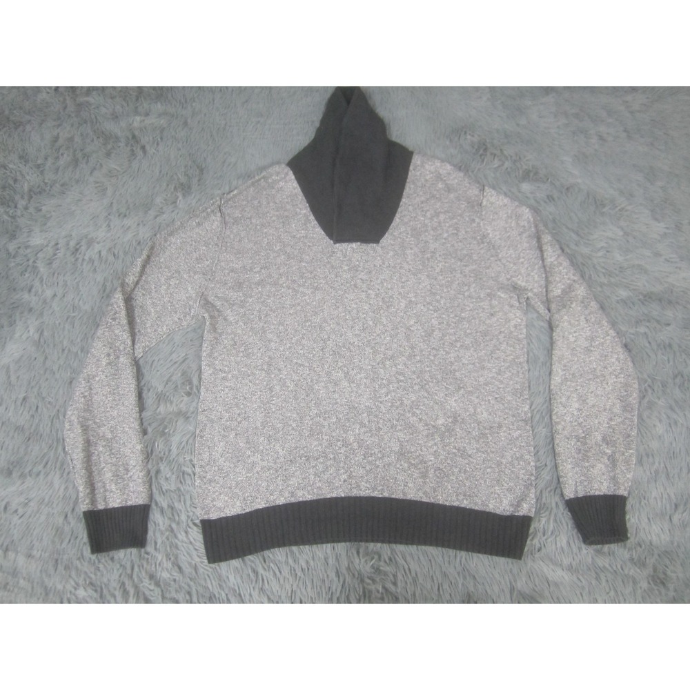 Express Sweater Mens Medium Gray Hooded High Neck Cotton‎ Knit Pullover Top